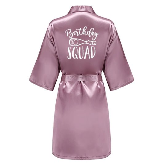 Birthday Queen&Squad Party Robe Satin Women Princess Favor Ladies Dressing Gift kimono