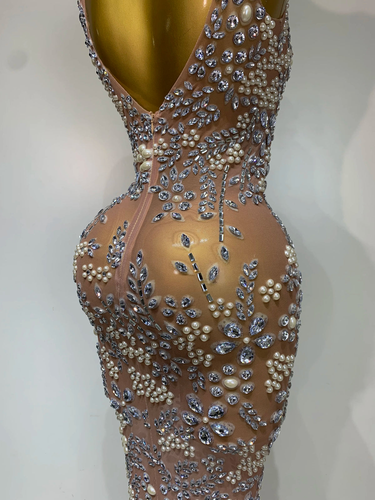 Lxury Diamonds Mesh See Through Long