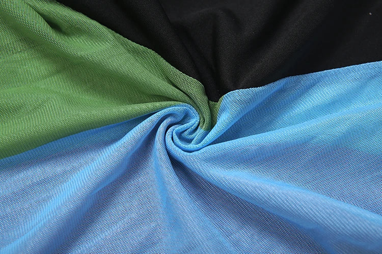 Nibber Colorful Print Jumpsuits Woman Turtleneck Full Sleeve Sexy See Through Skinny Peach Hip Hottie Street Fashion Overalls