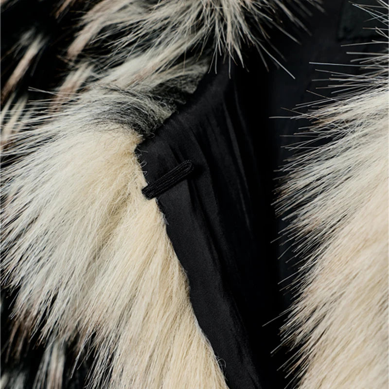 Oversized Black White Faux Fur Jacket