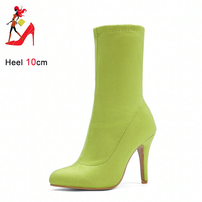 Sock Short Boots Mid-Calf Thin High