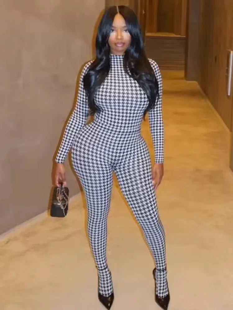 Weird Puss Sexy Snake Print Foot Jumpsuit Women Zip Spring Trend O-Neck Full Sleeve Stretch Street Clubwear Workout Overalls