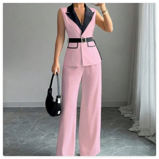 Vest Suit & Wide-Leg Pants Set