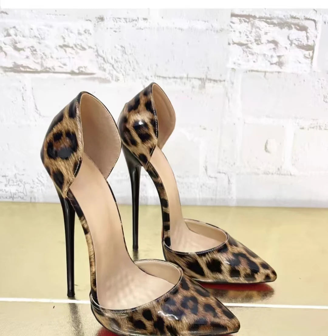 CACA 16/14cm Leopard Patent Leather Pumps,Fetish