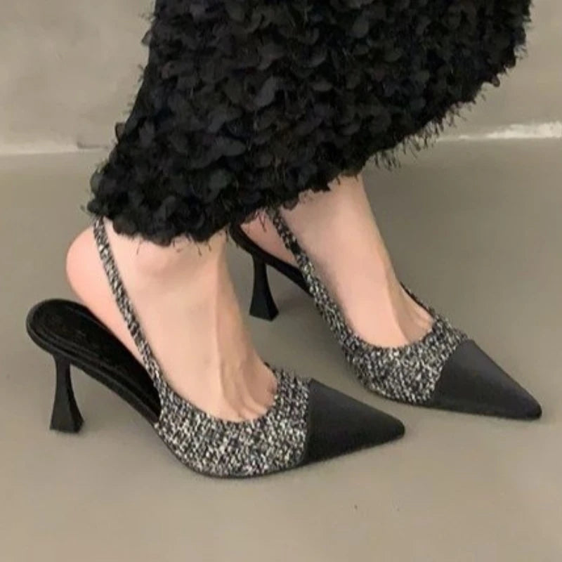 Pointed Toe Stiletto Backless Sandals