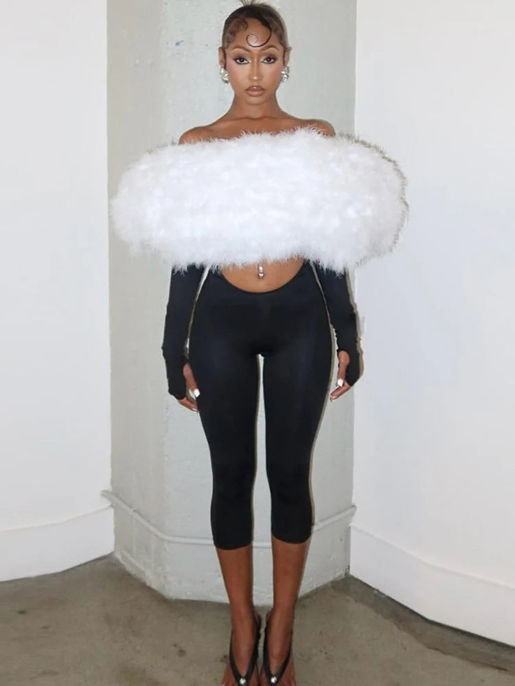 Weird Puss Furry Slash Neck Jumpsuit Woman Sexy Hollow Patchwork Full Sleeve Backless Skinny Hottie Street Autumn New Overalls