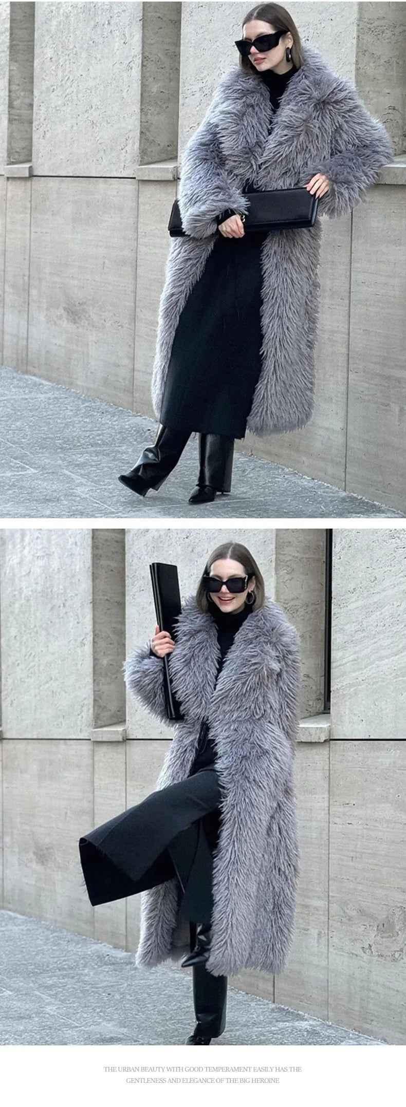 Faux Fur Long Coats Y2k Thick