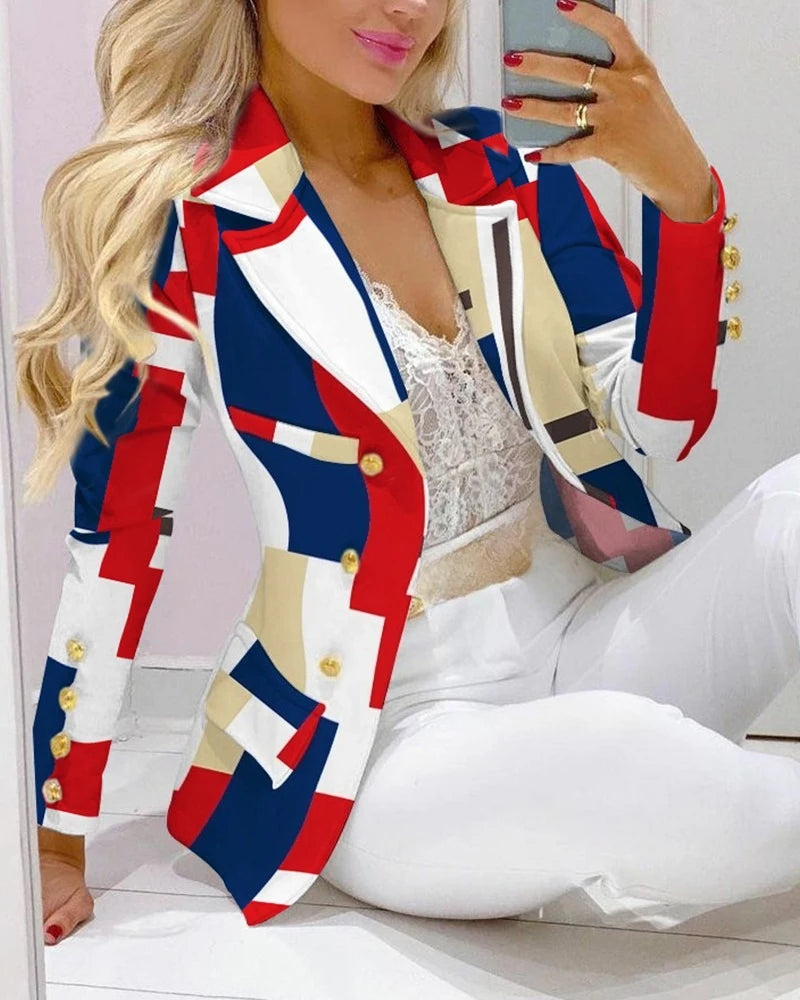 Printed Belted Blazer Pant Set