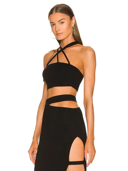 Cut-Out Cropped Top & Midi Skirt Bandage Set