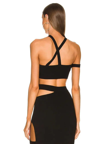 Cut-Out Cropped Top & Midi Skirt Bandage Set