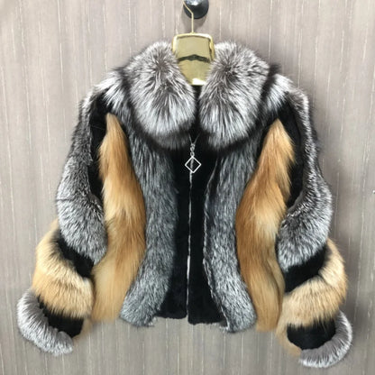 Real Fox Fur Jacket, Warm and