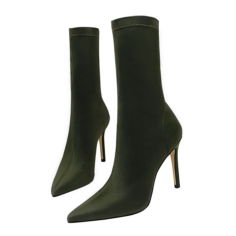 10cm High Heels Silk Sock Boots