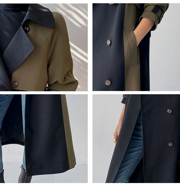European American Top Quality Autumn spring Trench Coat women   Long Coat Simple Chic Classic Female Windbreaker FY112