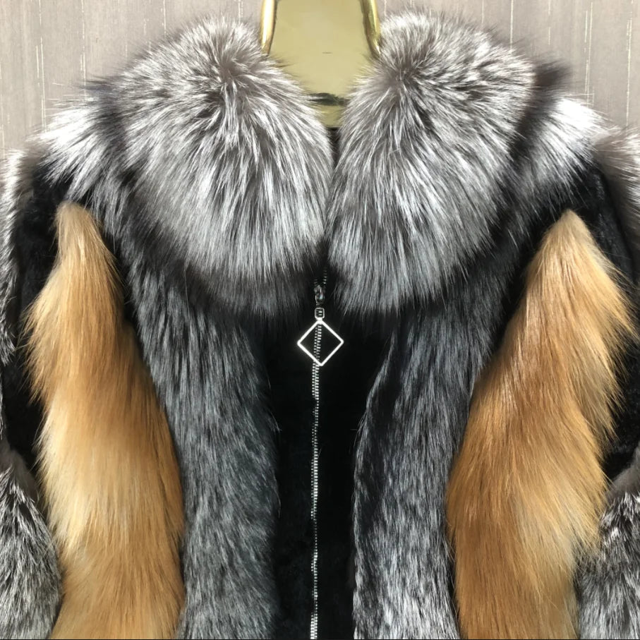 Real Fox Fur Jacket, Warm and