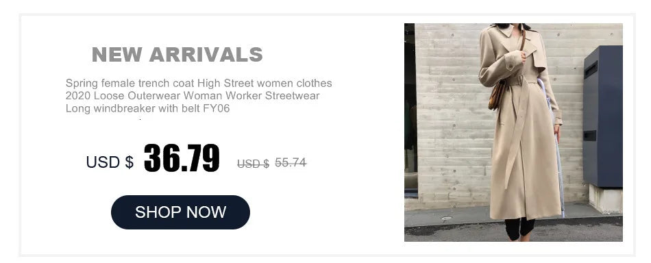 European American Top Quality Autumn spring Trench Coat women   Long Coat Simple Chic Classic Female Windbreaker FY112