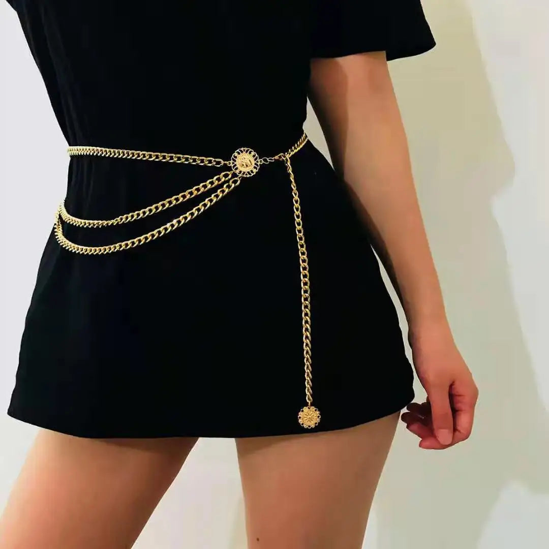 Women Waist Chain Belt for Dress Skirt Belts Female Silver Gold Body Waistbands Mini Fashion Ladies Thin Chain Cloth Accessories