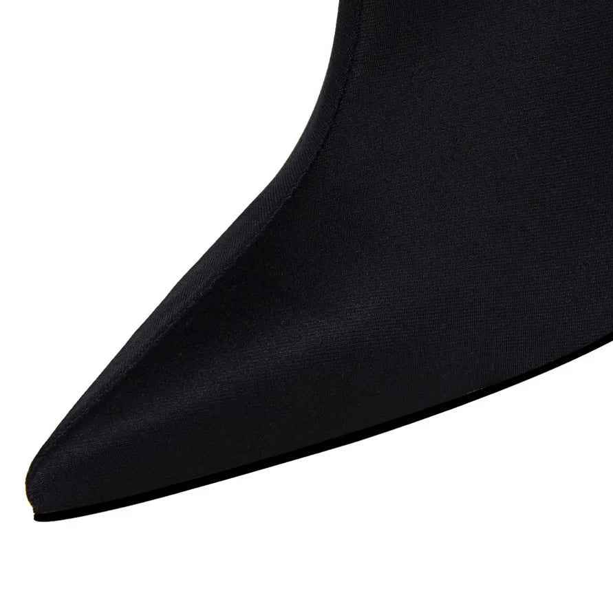 Silk Pointed Toe Sock Ankle Boots