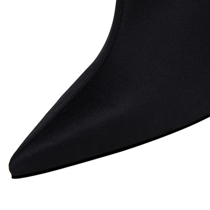 Silk Pointed Toe Sock Ankle Boots
