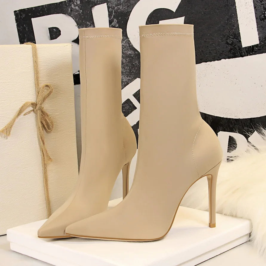 10cm High Heels Silk Sock Boots