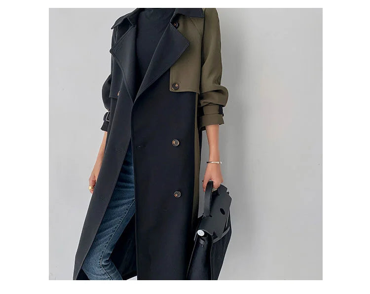 European American Top Quality Autumn spring Trench Coat women   Long Coat Simple Chic Classic Female Windbreaker FY112