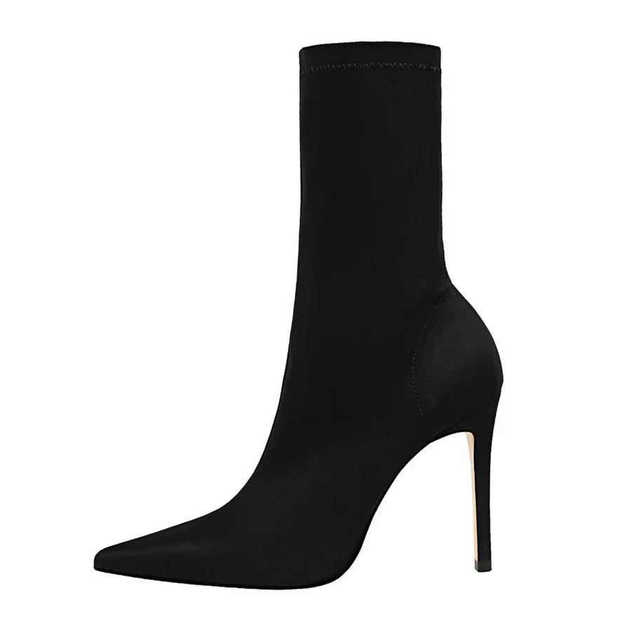 10cm High Heels Silk Sock Boots
