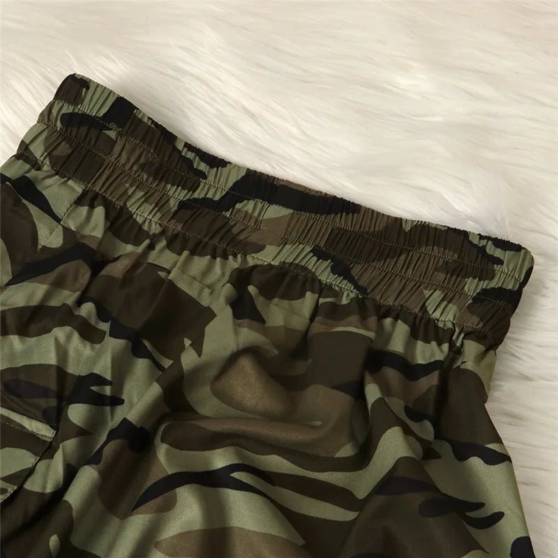 ANJAMANOR Camouflage Newspaper Print Draw String Ruched Long Skirts Women Clothing Fashion 2021 Sexy Pencil Skirts D35-DZ14