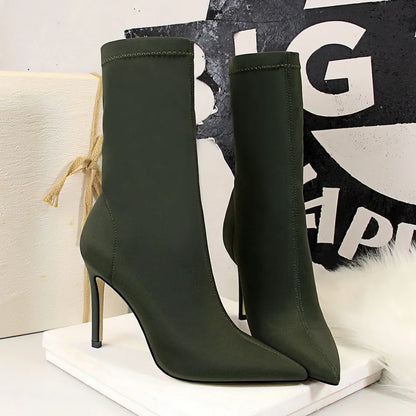 10cm High Heels Silk Sock Boots