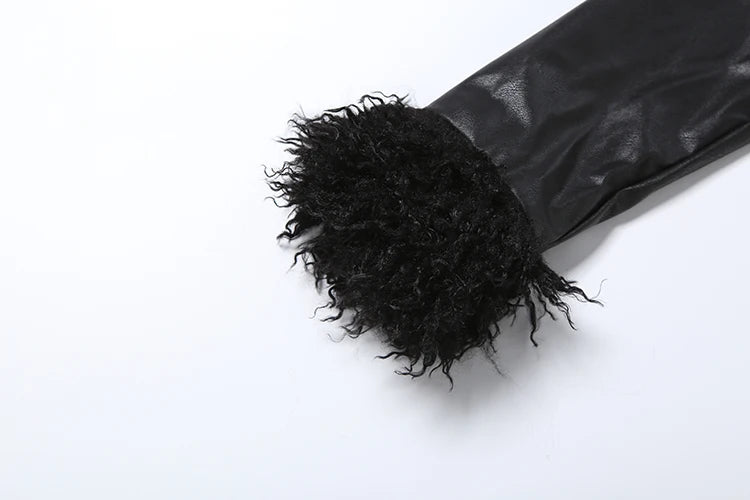 Nibber Wild Coats Woman Furry Tassel Decoration Autumn Trend Low-Neck Full Sleeve Navel Exposed High Street Style Classic Tops