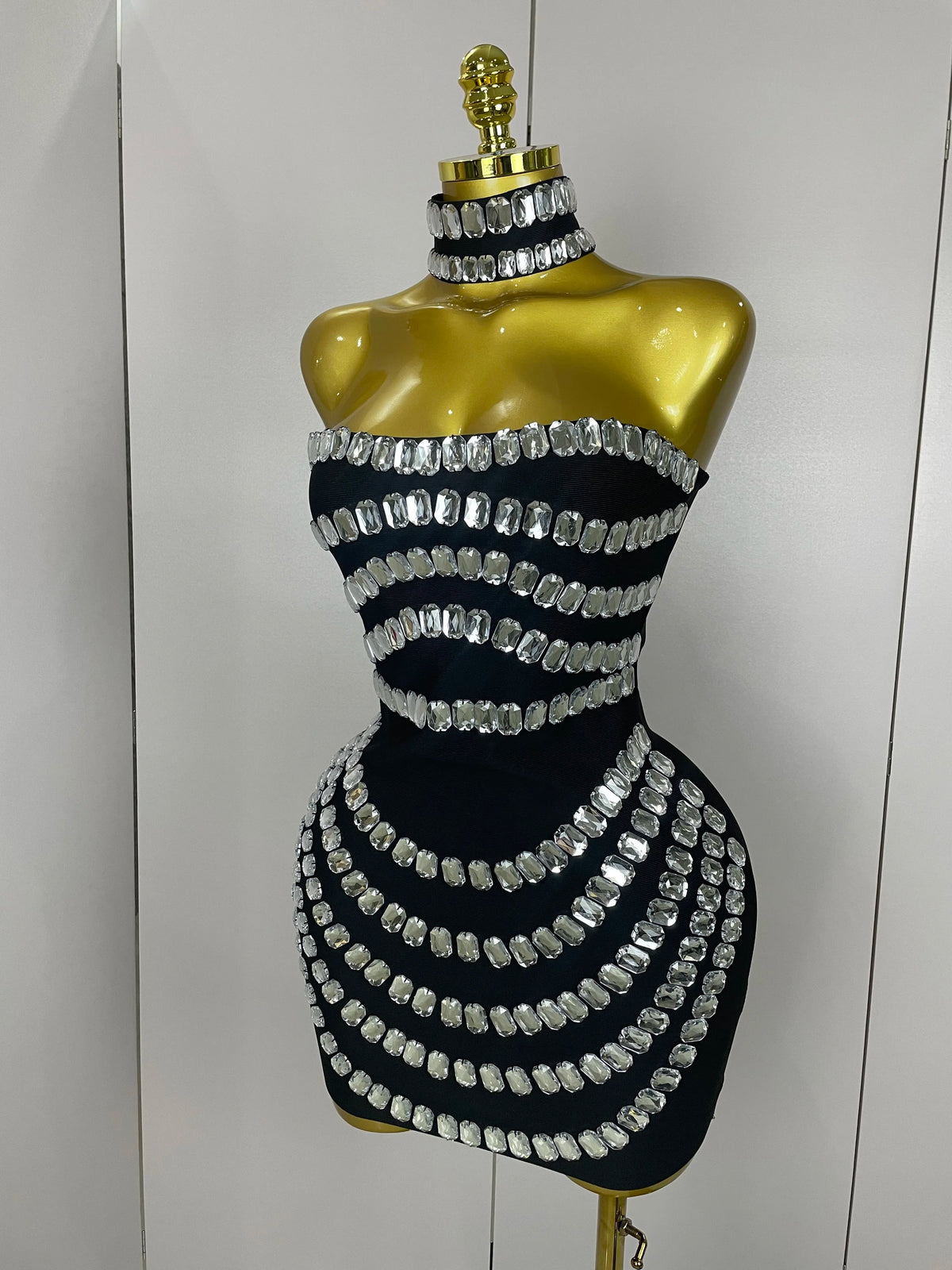 Sparkly Rhinestones Bodycon Strapless Mini Bandage