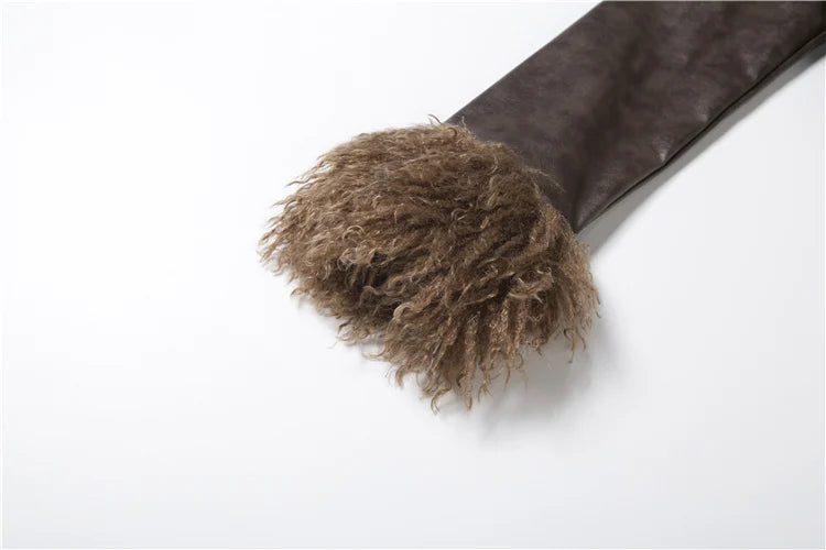 Nibber Wild Coats Woman Furry Tassel Decoration Autumn Trend Low-Neck Full Sleeve Navel Exposed High Street Style Classic Tops