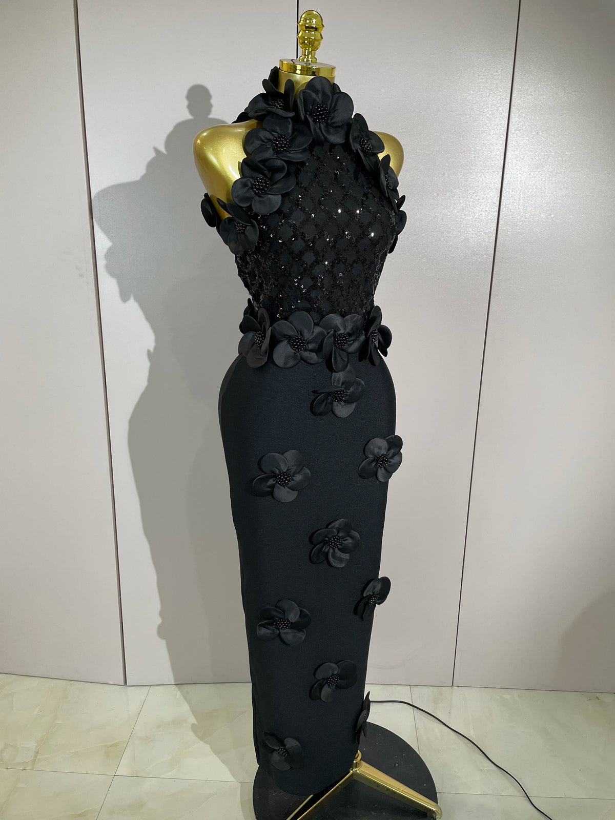 Floral Beaded Mesh Patchwork Bandage Dress