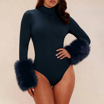 Fur Patchwork Long Sleeve 2-Piece Set