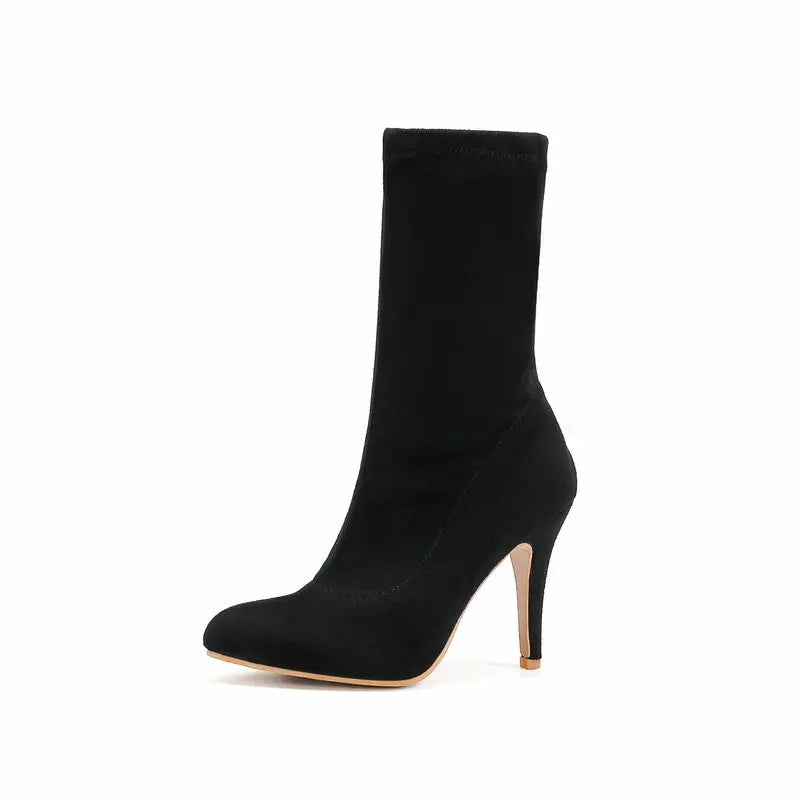 Sock Short Boots Mid-Calf Thin High