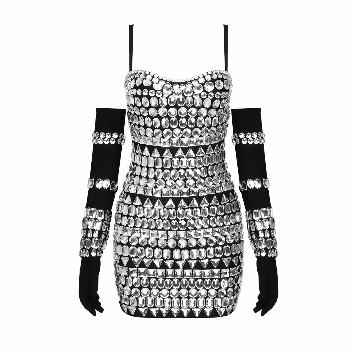 Crystal Embellished Bandage Mini Dress