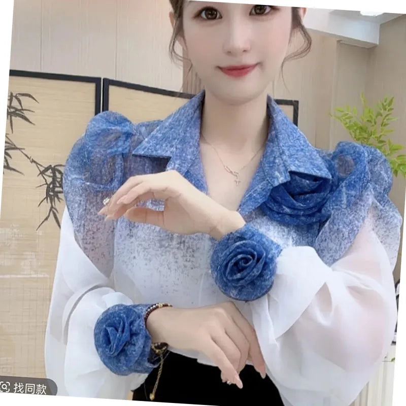 Three-Dimensional Flower Sunscreen Shirt With A