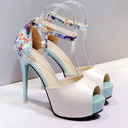 Floral Print Patchwork Sandals Platform Super