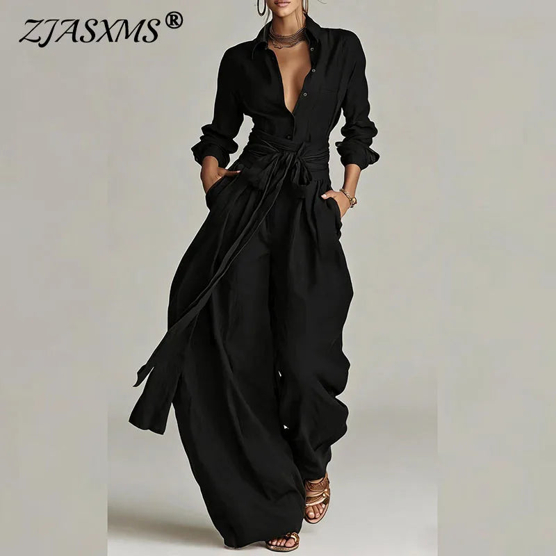 Single-Breasted Lapel Top & Pants Set