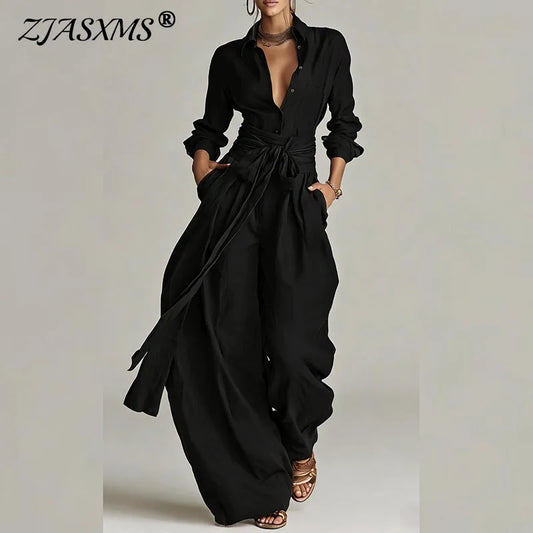 Single Breasted Lapel Top & Long