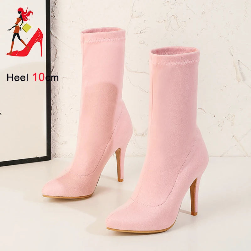 Sock Short Boots Mid-Calf Thin High