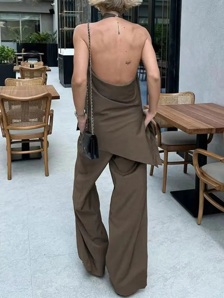 HH Vintage Solid Pant Sets Backless