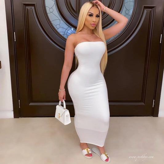 Summer Women's Sexy Sleeveless Chest Wrapped Long Beach Dress