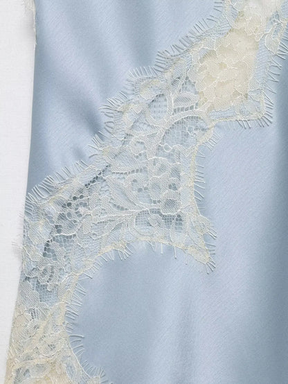 Asymmetrical Lace Backless Slip Top