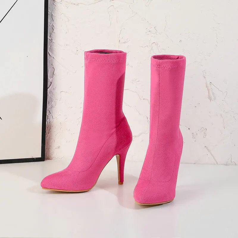 Sock Short Boots Mid-Calf Thin High