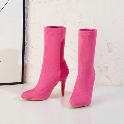 Sock Short Boots Mid-Calf Thin High