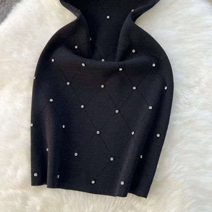 Beading Knitting Sheath Tank Dress Bodycon
