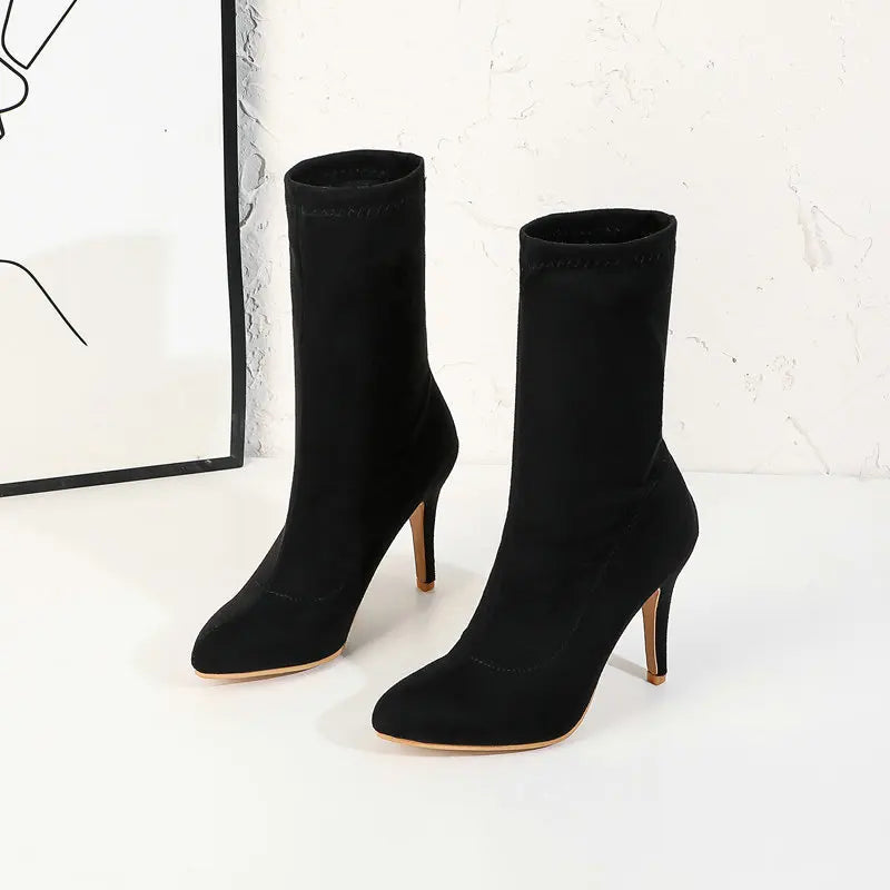Sock Short Boots Mid-Calf Thin High