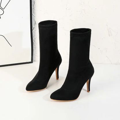 Sock Short Boots Mid-Calf Thin High