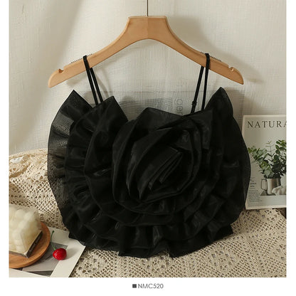 Organza Flower Crop Camisole Top