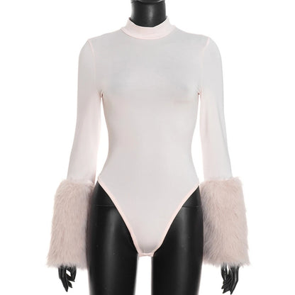 Fur Patchwork Long Sleeve 2-Piece Set