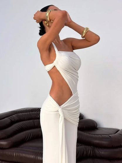 Leosoxs Backless Hollow Dress One Shoulder